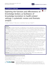 Exploring the Function and Effectiveness of Knowledge Brokers