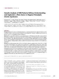Genetic Analysis of 400 Patients Refines Understanding And