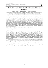 Health Problems in Zvimba Rural and Communal Areas in Zimbabwe