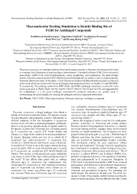 Macromolecular Docking Simulation to Identify Binding Site of FGB1 for Antifungal Compounds