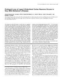 Profound Loss of Layer II Entorhinal Cortex Neurons Occurs in Very Mild Alzheimer’S Disease