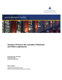 Question Period in the Canadian Parliament and Other Legislatures