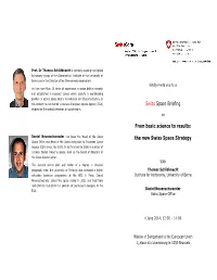 Swiss Space Briefing from Basic Science to Results