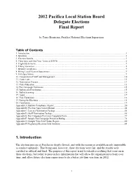 2012 Pacifica Local Station Board Delegate Elections Final Report