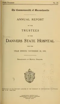 Anuual Report of the Trustees of the Danvers State Hospital at Danvers