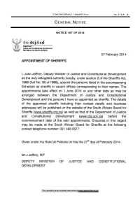 Appointment of Sheriffs