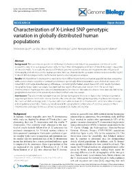 Characterization of X-Linked SNP Genotypic Variation in Globally Distributed Human Populations Genome Biology 2010, 11:R10