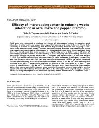 Efficacy of Intercropping Pattern in Reducing Weeds Infestation in Okra, Maize and Pepper Intercrop