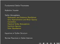 Fundamental Stellar Parameters Radiative Transfer Stellar
