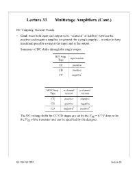 Lecture 33 Multistage Amplifiers (Cont.)