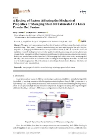 A Review of Factors Affecting the Mechanical Properties of Maraging