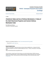 Attachment Styles and Use of Defense Mechanisms: a Study of the Adult Attachment Projective and Cramer's Defense Mechanism Scale