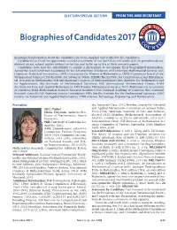 Biographies of Candidates 2017 Y C C ! OO S UUN T