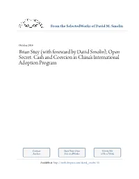 Cash and Coercion in China's International Adoption Program