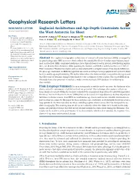 Englacial Architecture and Age‐Depth Constraints Across 10.1029/2019GL086663 the West Antarctic Ice Sheet Key Points: David W