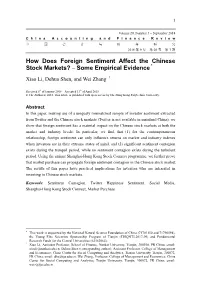 How Does Foreign Sentiment Affect the Chinese Stock Markets? ‒ Some Empirical Evidence *