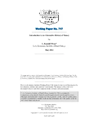 Introduction to an Alternative History of Money