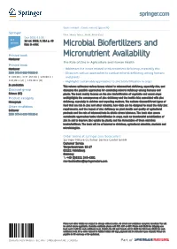 Microbial Biofertilizers and Micronutrient Availability