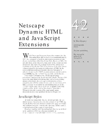 Netscape Dynamic HTML and Javascript Extensions 877