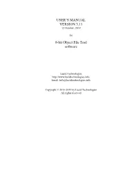 USER's MANUAL VERSION 3.11 8-Bit Object File Tool Software