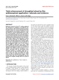 Yield Enhancement of Droughted Wheat by Film Antitranspirant Application: Rationale and Evidence