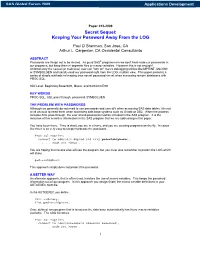013-2009: Secret Sequel: Keeping Your Password Away from The