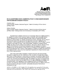 Do Algorithms Have Cosmopolitics? a Discussion Based on Facebook's Nudity Policy