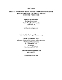 Final Report IMPACTS of TROPHIC STATE on the COMPOSITION OF