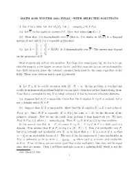 Math 200B Winter 2021 Final –With Selected Solutions