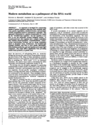 Modern Metabolism As a Palimpsest of the RNA World STEVEN A