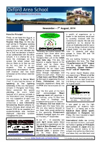 Newsletter ~ 7Th August, 2014