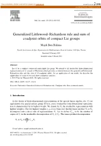 Generalized Littlewood–Richardson Rule and Sum of Coadjoint Orbits of Compact Lie Groups