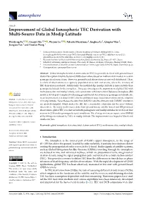 Improvement of Global Ionospheric TEC Derivation with Multi-Source Data in Modip Latitude