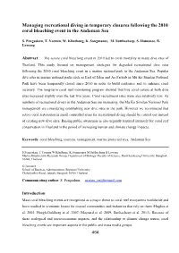 Managing Recreational Diving in Temporary Closures Following the 2010 Coral Bleaching Event in the Andaman Sea