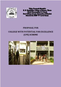 Proposal for College with Potential for Excellence (Cpe) Scheme