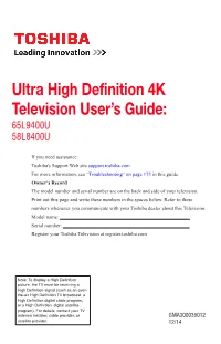 Ultra High Definition 4K Television User's Guide