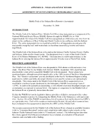 Appendix D – Wild and Scenic Rivers Assessment Of