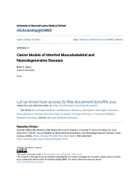 Canine Models of Inherited Musculoskeletal and Neurodegenerative Diseases