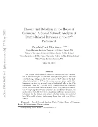 Dissent and Rebellion in the House of Commons: a Social Network Analysis of Brexit-Related Divisions in the 57Th Parliament