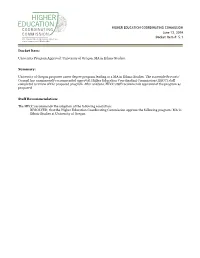 5.1 Docket Item: University Program Approval