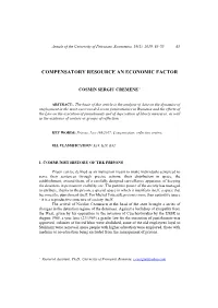 Cremene, C.S. Compensatory Resource an Economic Factor