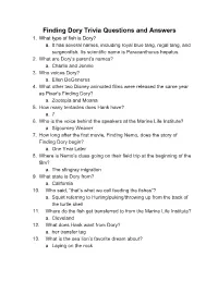 Finding Dory Trivia Questions and Answers 1