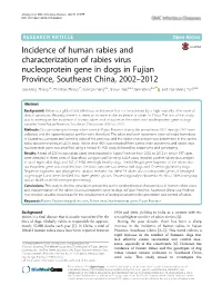 Incidence of Human Rabies and Characterization of Rabies Virus