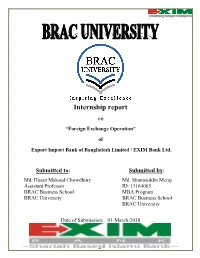 Internship Report on “Foreign Exchange Operation”