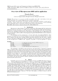 Over View of Microprocessor 8085 and Its Application