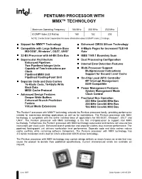 Pentium® Processor with Mmx™ Technology