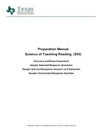 Preparation Manual: Science of Teaching Reading: (293)