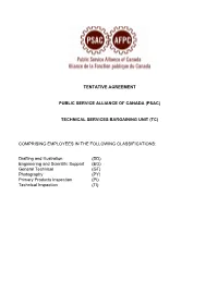 Psac) Technical Services Bargaining Unit (Tc
