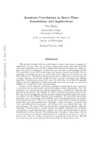 Quantum Correlations in Space-Time: Foundations and Applications