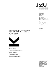 Refinement Types for Elm
